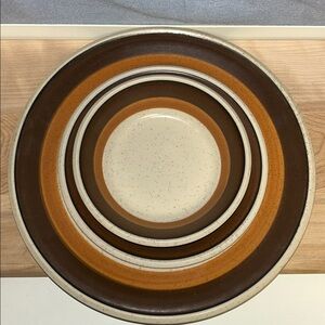 Vintage Premiere Cereal Bowl and 2 plate MOKA Dura Stone P9851 Japan